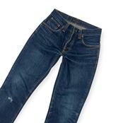 Nudie Jeans ヌーディージーンズ ダメージ ボタンフライ デニム パンツ W30/インディゴ メンズ 革ラベル