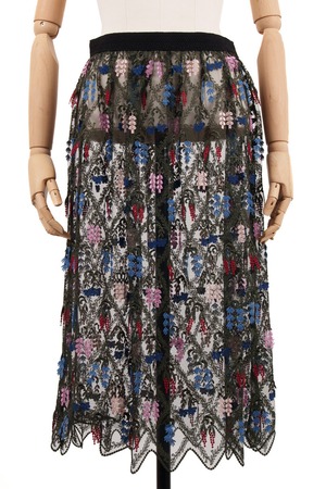 FRINGE EMB. SKIRT / MIX