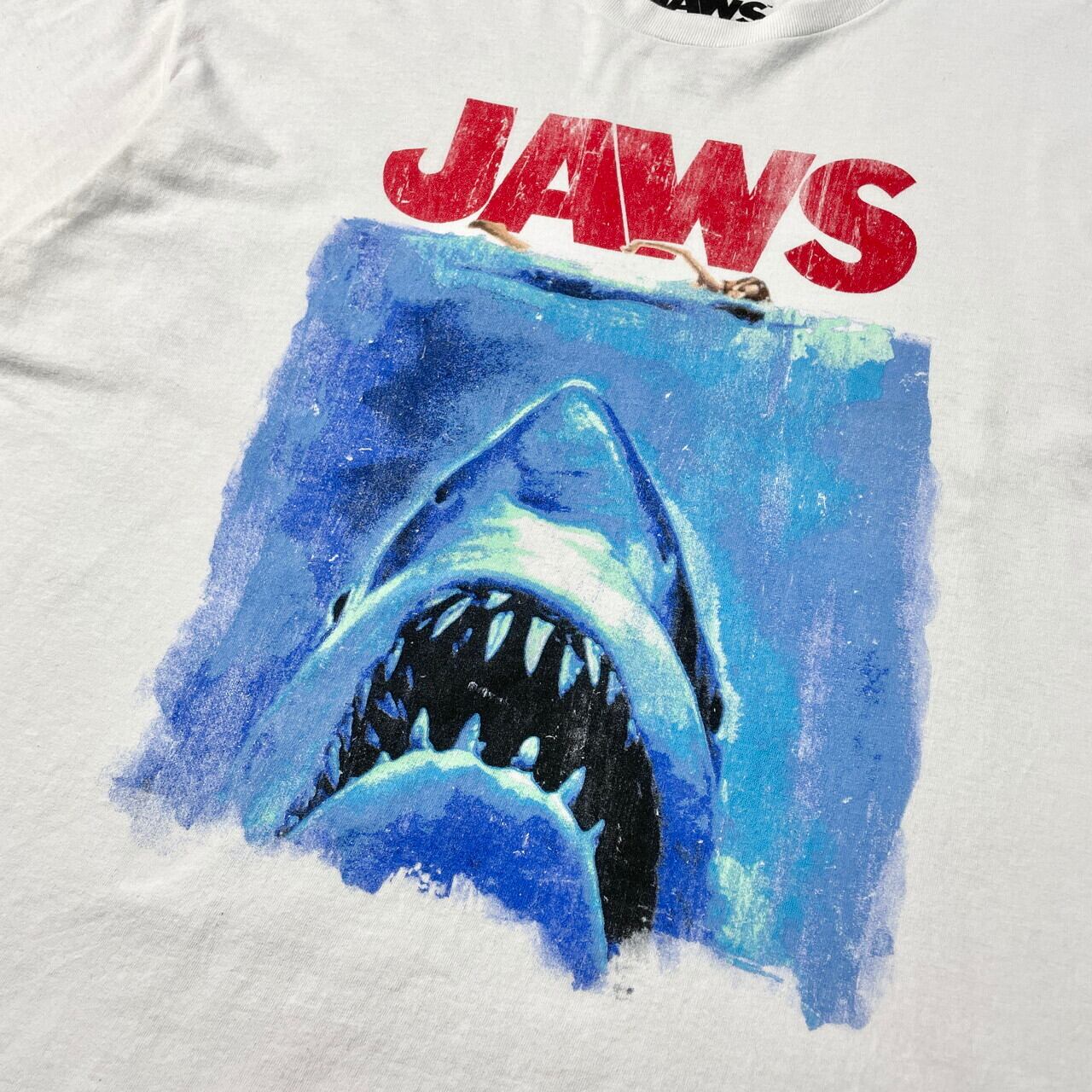 JAWS ジョーズ ムービーTシャツ メンズXL 古着 映画 ホワイト 白色 