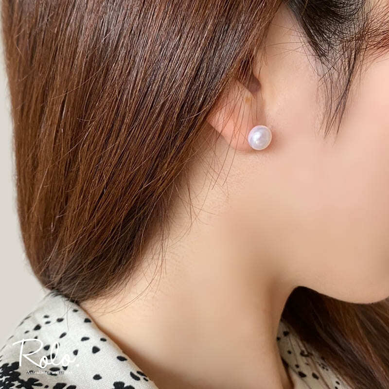 8mm 淡水パールスタッドピアス シルバー999 | Roloshop BASE店