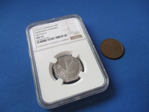 ハンガリー 5ペンゴ硬貨☆1943年／未使用／リストライク／NGC PF65