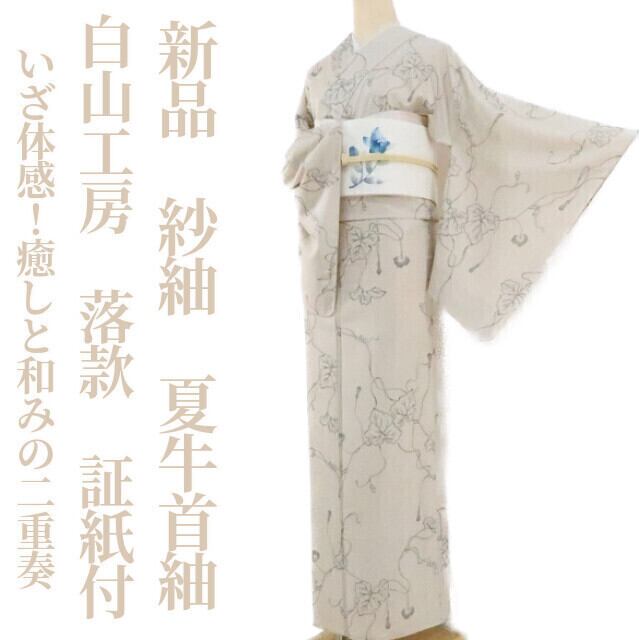 小紋　牛首紬　白山工房　証紙 中古】 証紙付 【白山工房】 本場牛首紬 牛首紬 牛首 付下げ