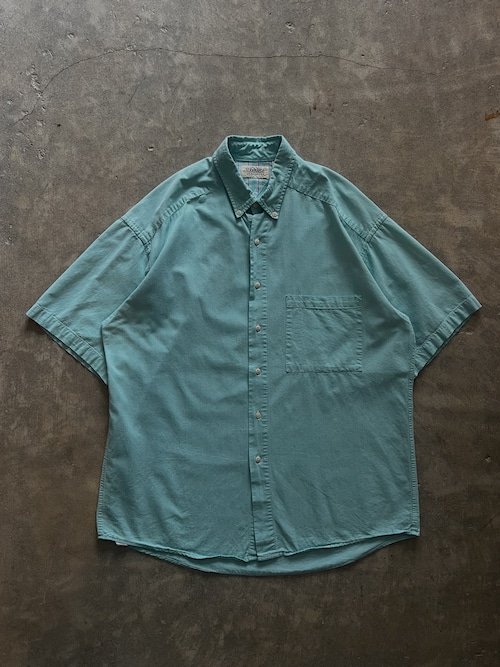 ST. JOHN'S BAY JEANSWEAR 半袖ボタンダウンシャツ L ティール コットン 古着