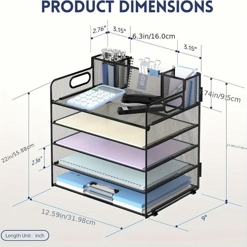 5段トレイ デスク収納用品 ３色展開 黒 白 ピンク ペーパーオーガナイザー
