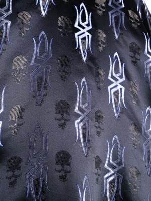 glossy fabric spiky skull pattern oversize s/s shirt