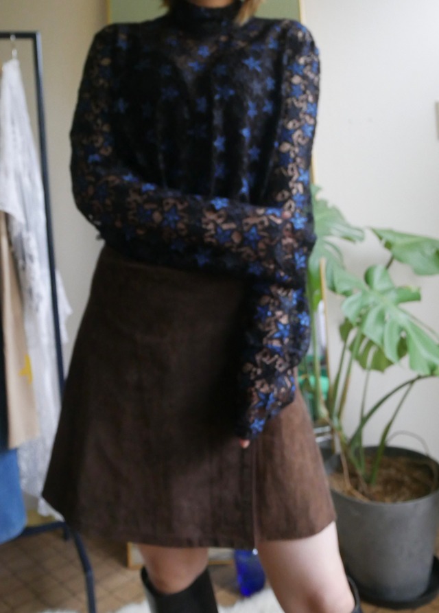 70s Italy "SITELLI" Suede Wrap Mini Skirt