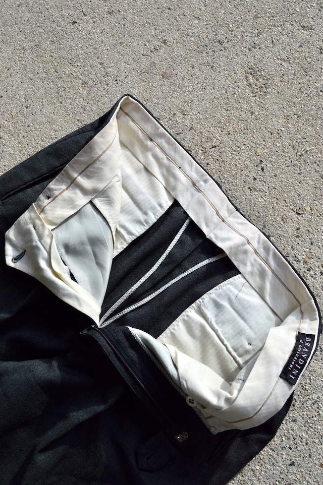 BRANDINI LE COLLEZIONI 90's From USA 3Tuck Old Summer Wool Slacks With YKK Aluminum Old Zipper US古着 オールドスラックス 90s 3タックスラックス