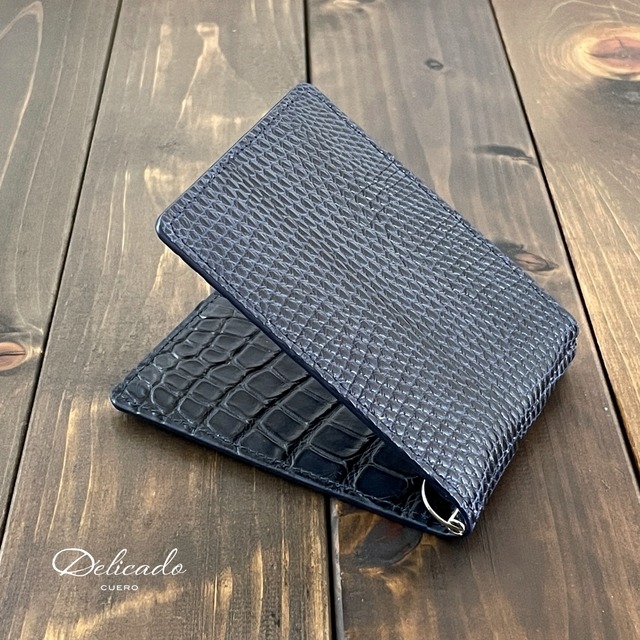 リザード × アリゲーター 無双 マネークリップ ネイビー