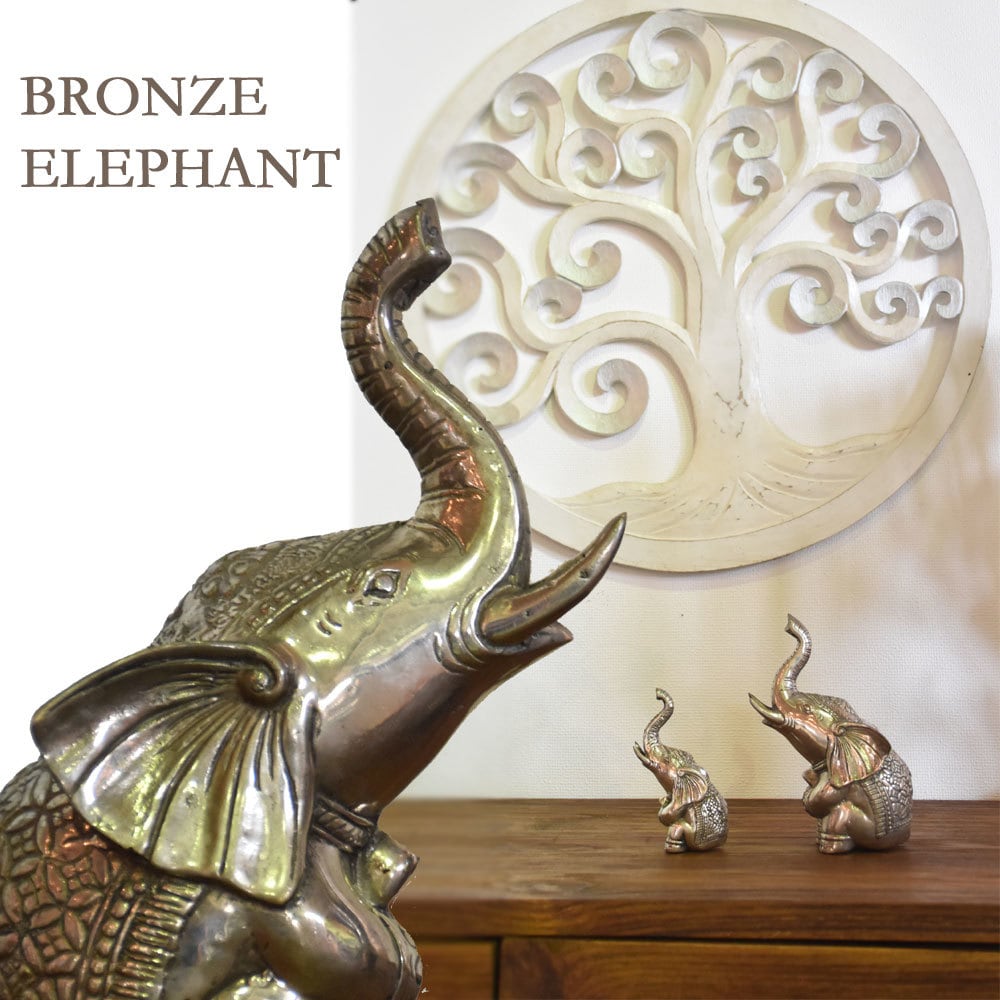 【色: M】象 ゾウ、ガネーシャ像 象置物 象彫刻 グリーンエレファント 象の彫
