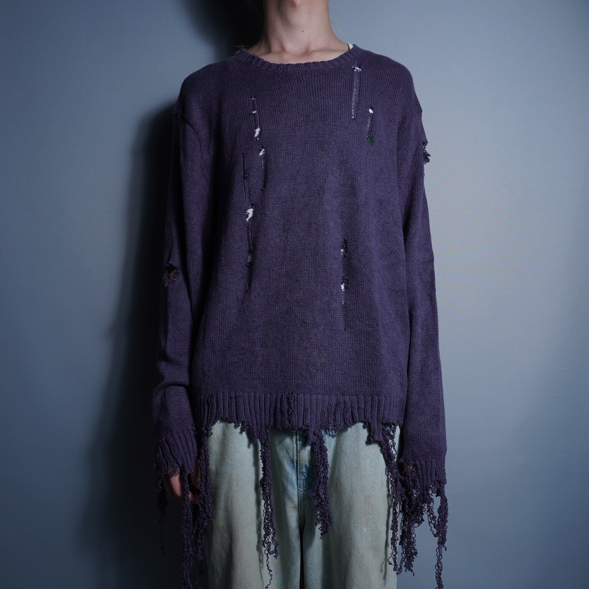 Polo by Ralph Lauren】 ラルフローレン Grunge Destroy ニット ブルー 