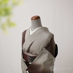 正絹紬　暗鳶と利休鼠の単衣
