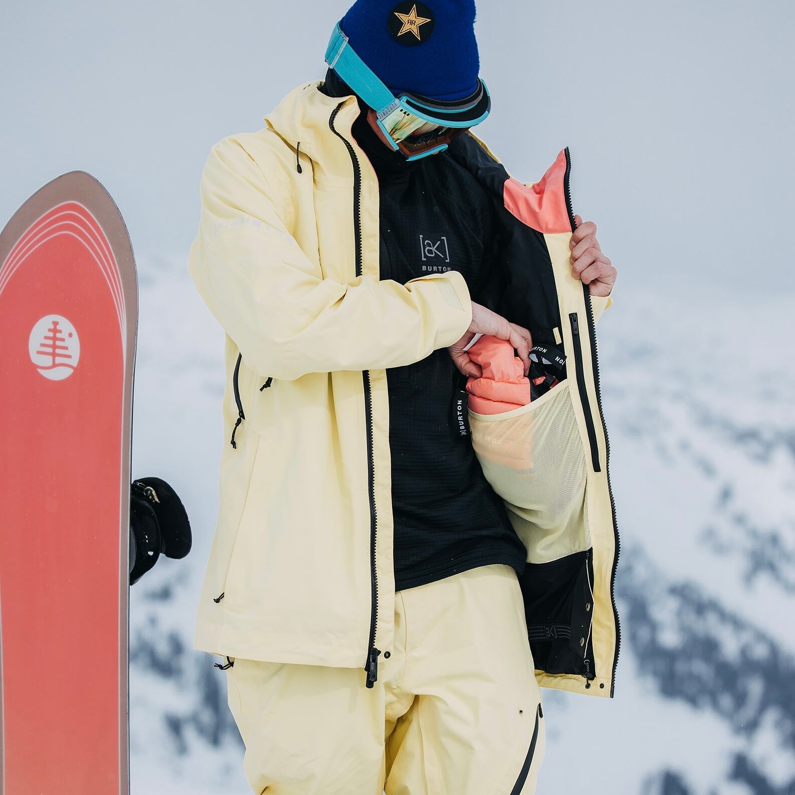 【美品】BURTON AK イエロー　スノーボード　スキーウェア