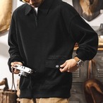 Corduroy Short Sleeve Shirt Crew Neck ◇2color H0834