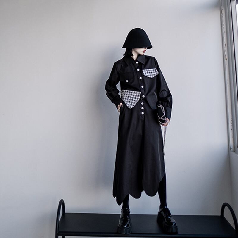 サブカル 服 地雷系 通販 モード系 大人 闇かわいい ツーピース シック 韓国ファッション