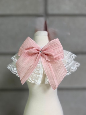 即納販売 MAMU Mellow lace cape(pink)ピンクブローチ付き 韓国ハンドメイド