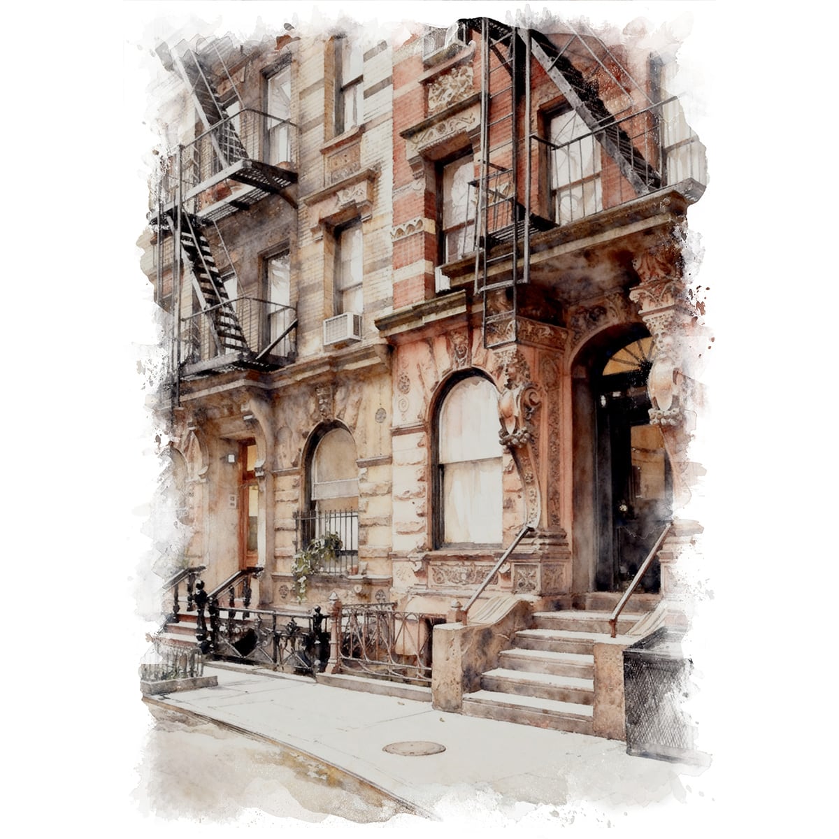 絵画 アメリカ 風景画(街並み) ニューヨーク グリニッジ・ヴィレッジ