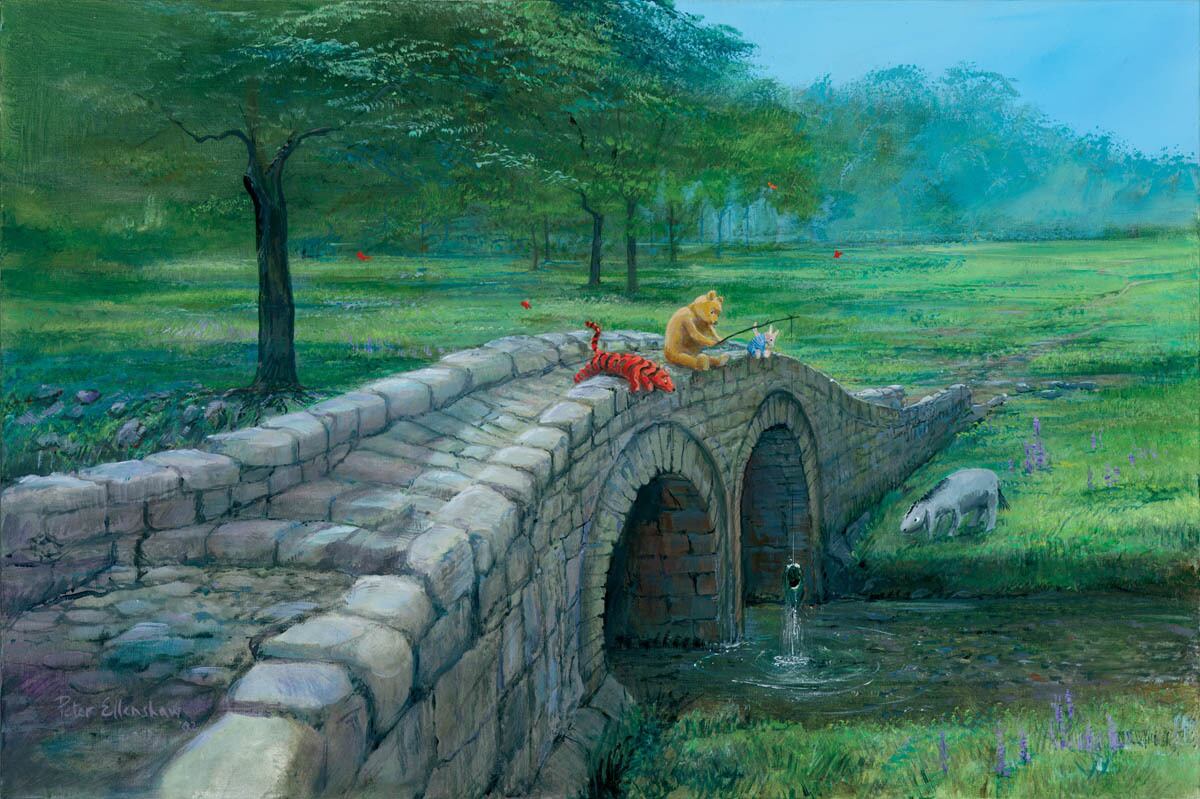 ディズニー絵画 クマのプーさん 友達との釣り キャンバスジークレ額縁5種展開 作品証明書 展示用フック付 限定395部 ディズニー絵画 ポスター