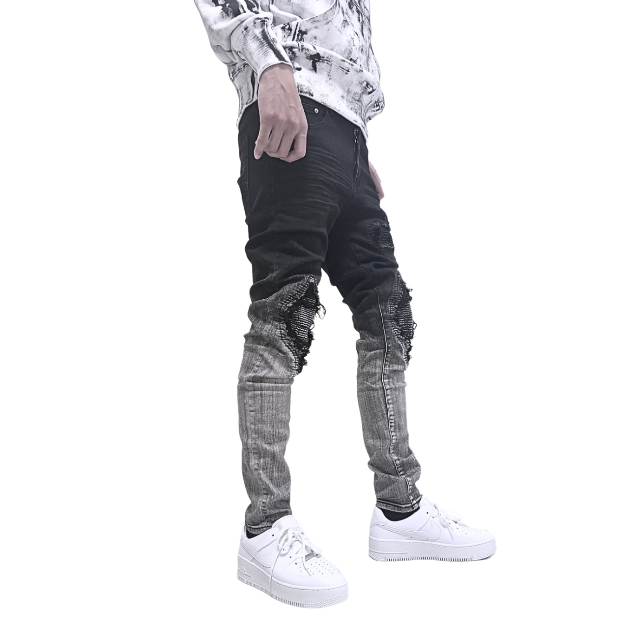 high street fade biker  denim【ES009】 - 3