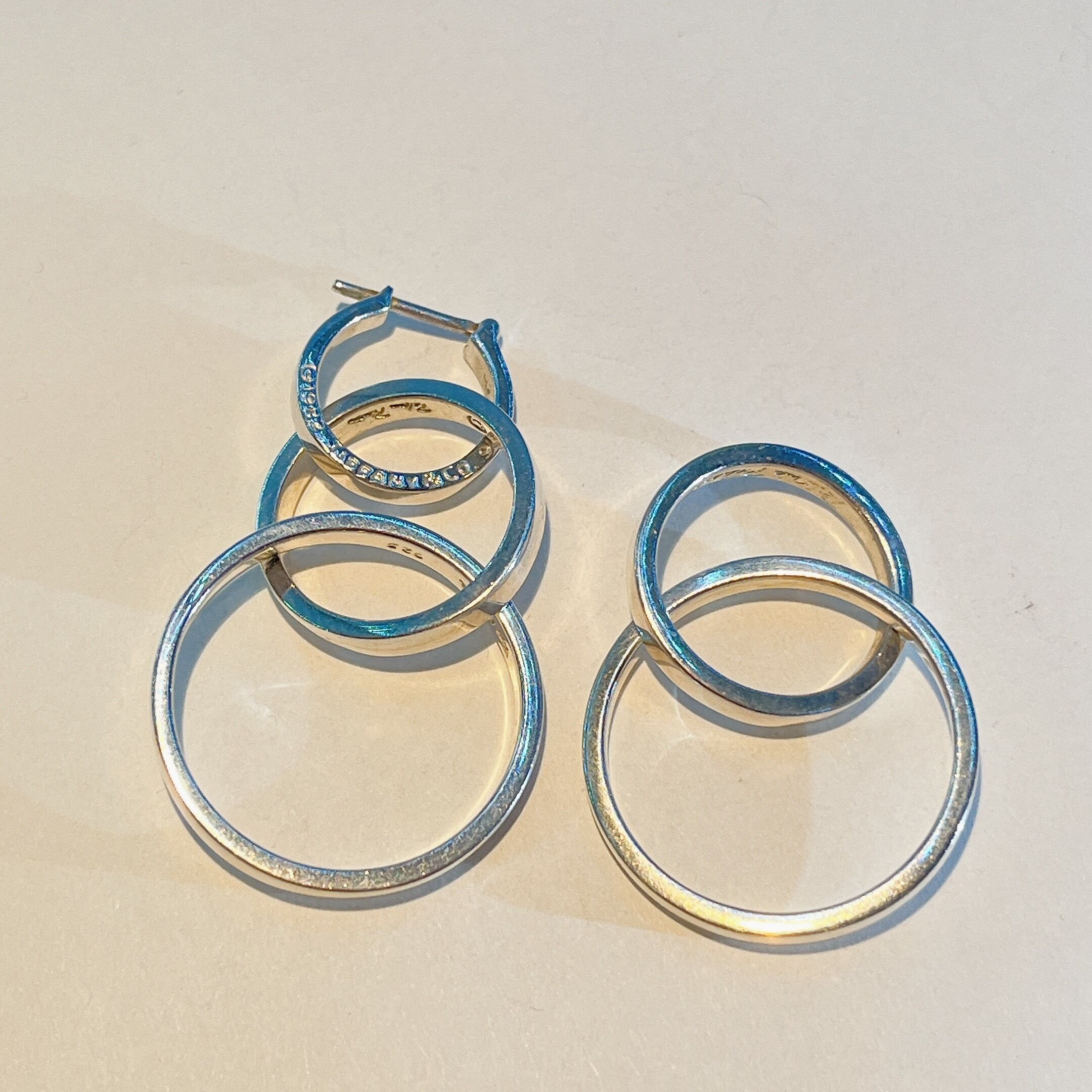 1071 ティファニー トリプルフープ サークル ドロップ ピアス 925 片方  