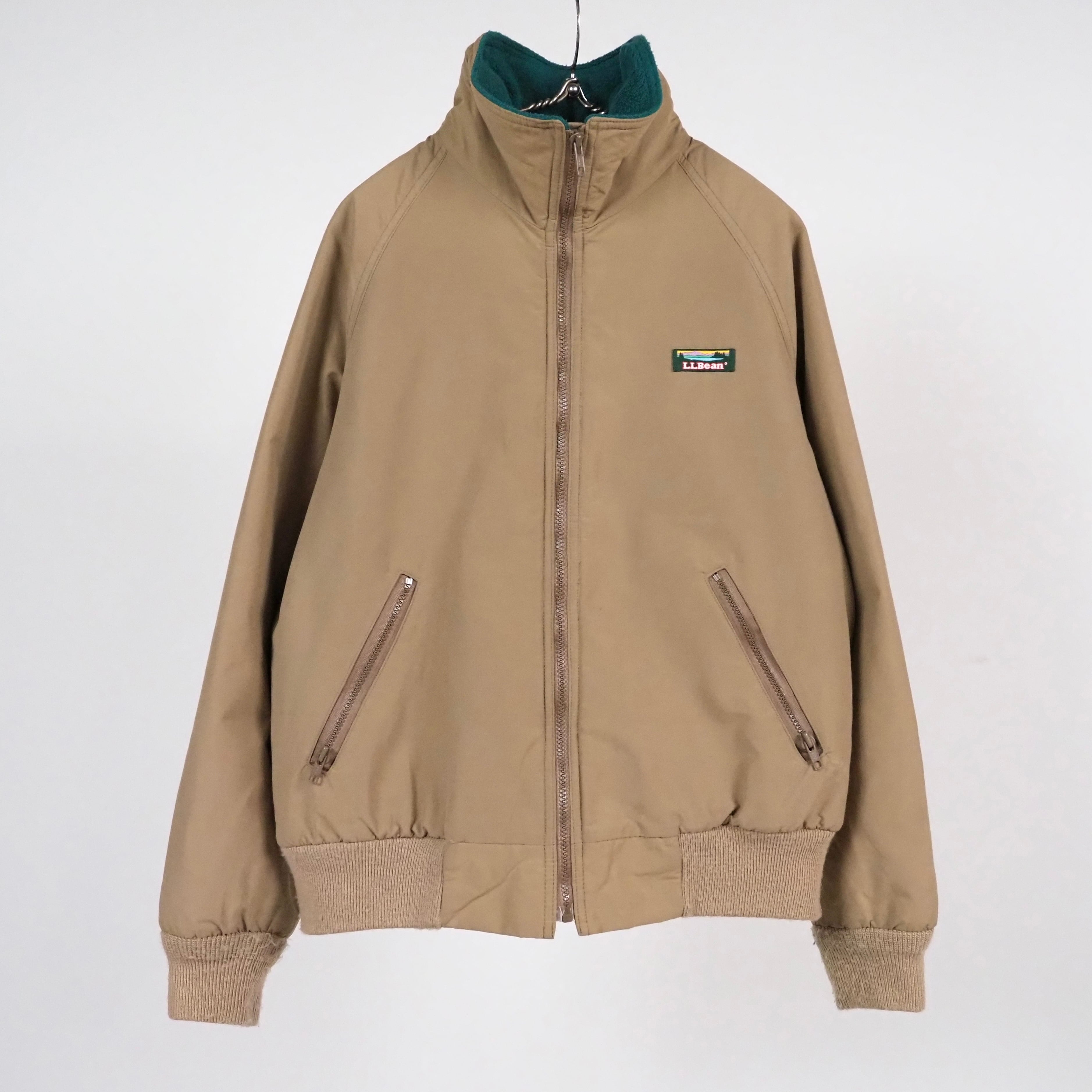 L.L.Bean Warm Up Jacket L Beige Nylon/Fleece 90’s LLビーン カタディンロゴ ウォームアップジャケット