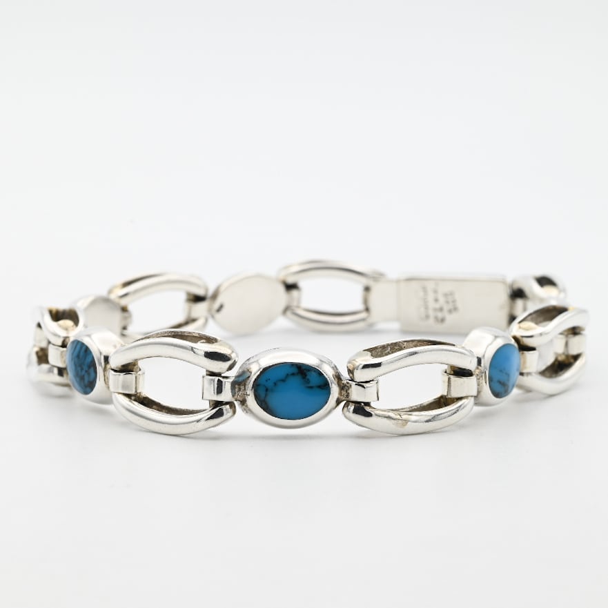 Turquoise Accent Graceful Design Bracelet / Mexico