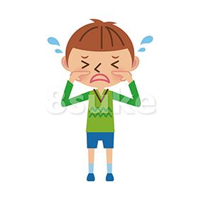 イラスト素材:泣く男の子(ベクター・JPG)