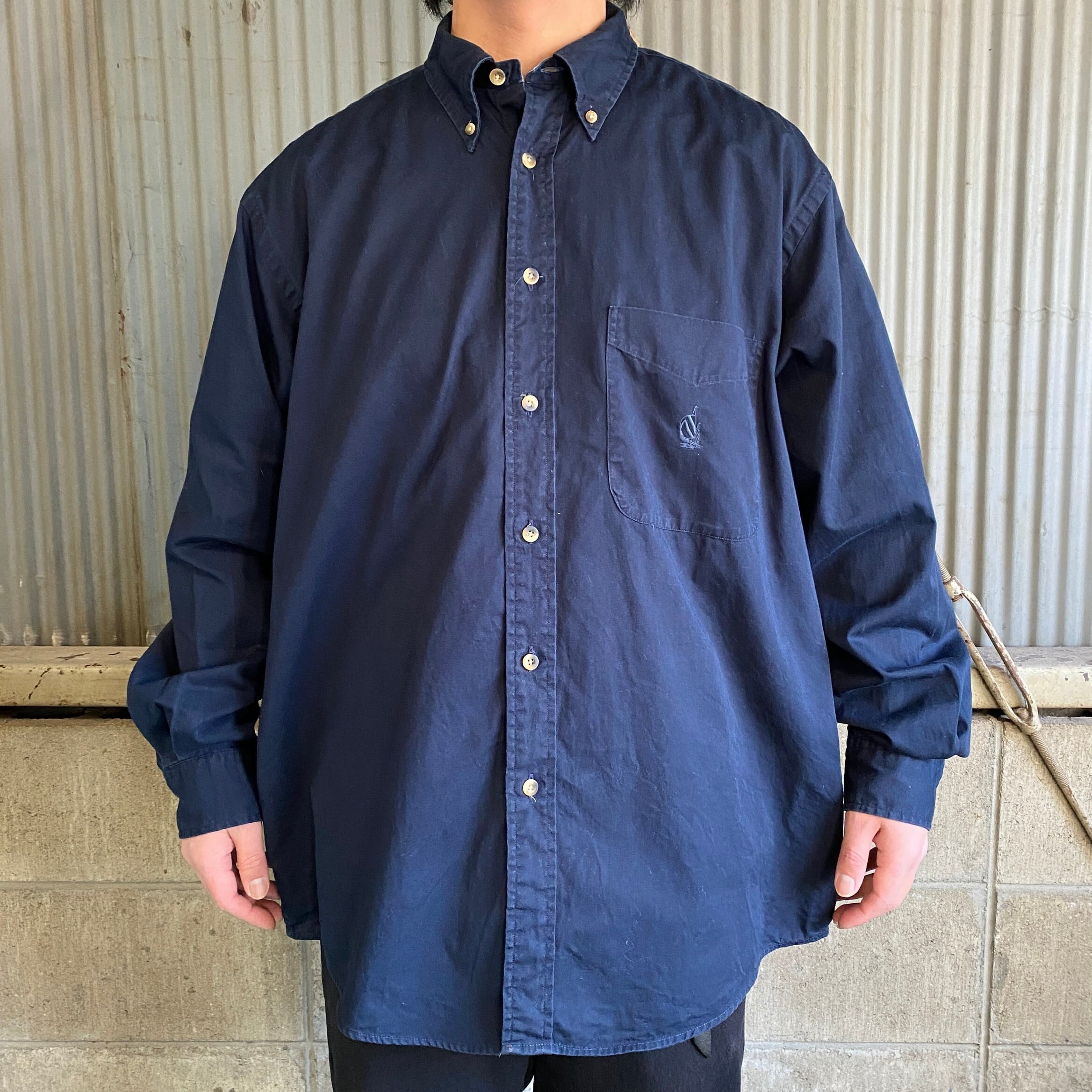 90年代 NAUTICA ノーティカ ワンポイントロゴ 刺繍 長袖シャツ メンズ