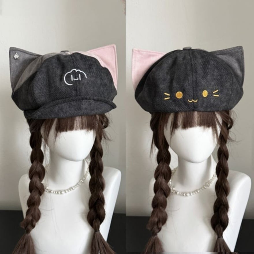 猫耳刺繍キャスケット 帽子 ロリータ フレンチガーリー | ロリィタ