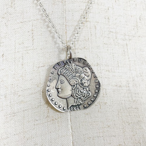 Old 1879 Morgan Dollar Motif Sand Dollar Sterling Silver Pendant