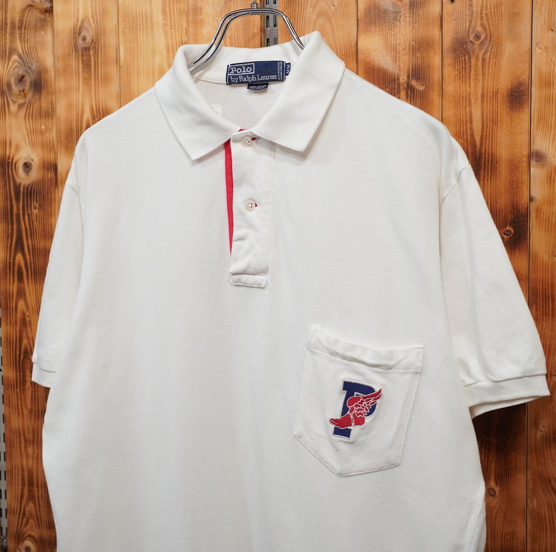 90s ralphlauren pwing ポロシャツ M/ラルフローレン ウイングフット