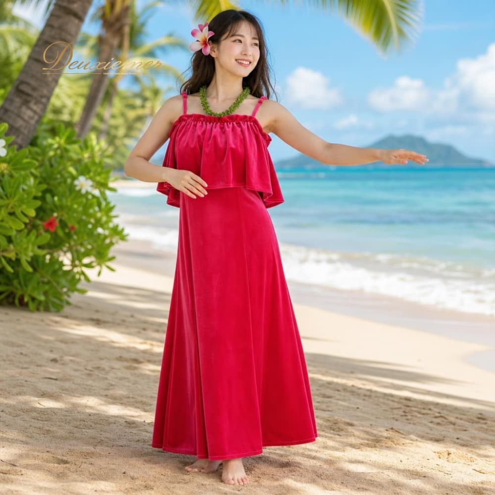 フラダンス 衣装 Aloha Kids アロハキッズ ワンピース ドレス ピンク系 マゼンタカラー 無地 ベロア生地 高級感 光沢感 シンプル 華やか 鮮やか かわいい おしゃれ 上品 大人っぽい キャミソールドレス フリル フレアスカート ダンス衣装 練習着 レッスンウェア レディース ワンピースドレス マゼンタ系 ベロア素材 ノースリーブ ロング丈 B007-2512019013974 フラダンス 衣装 Aloha Kids アロハキッズ ワンピース ドレス ピンク系