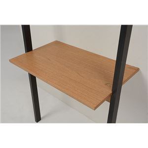 デスク付 壁面 オープンラック/ウォールシェルフ 【ブラック 幅62cm