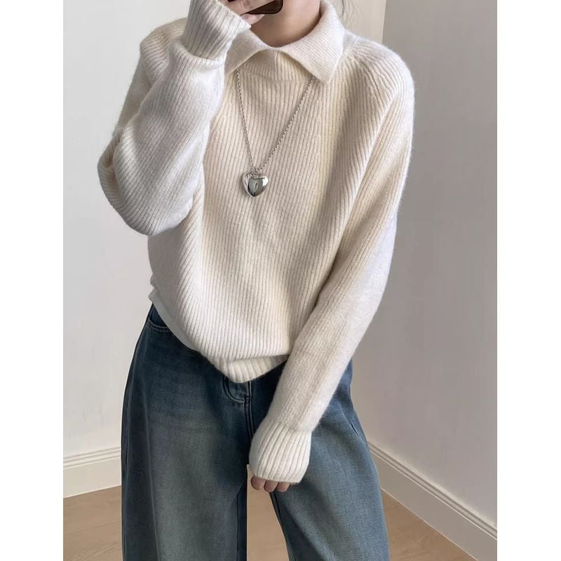 襟付きリブニットプルオーバー 202257