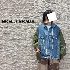 【MICALLE MICALLE】ナイロン切り替えデニムジャケット（MML119JEA）