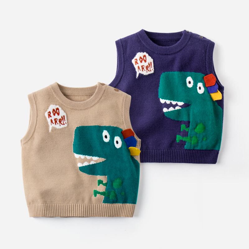 ベビーベスト春と秋の漫画ニットチョッキ新生児服男の子エインスタイルベストベビージャケットベスト Duduベイビー795703670