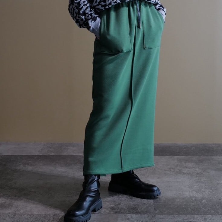 裏起毛ジャージタイトスカート(グリーン)