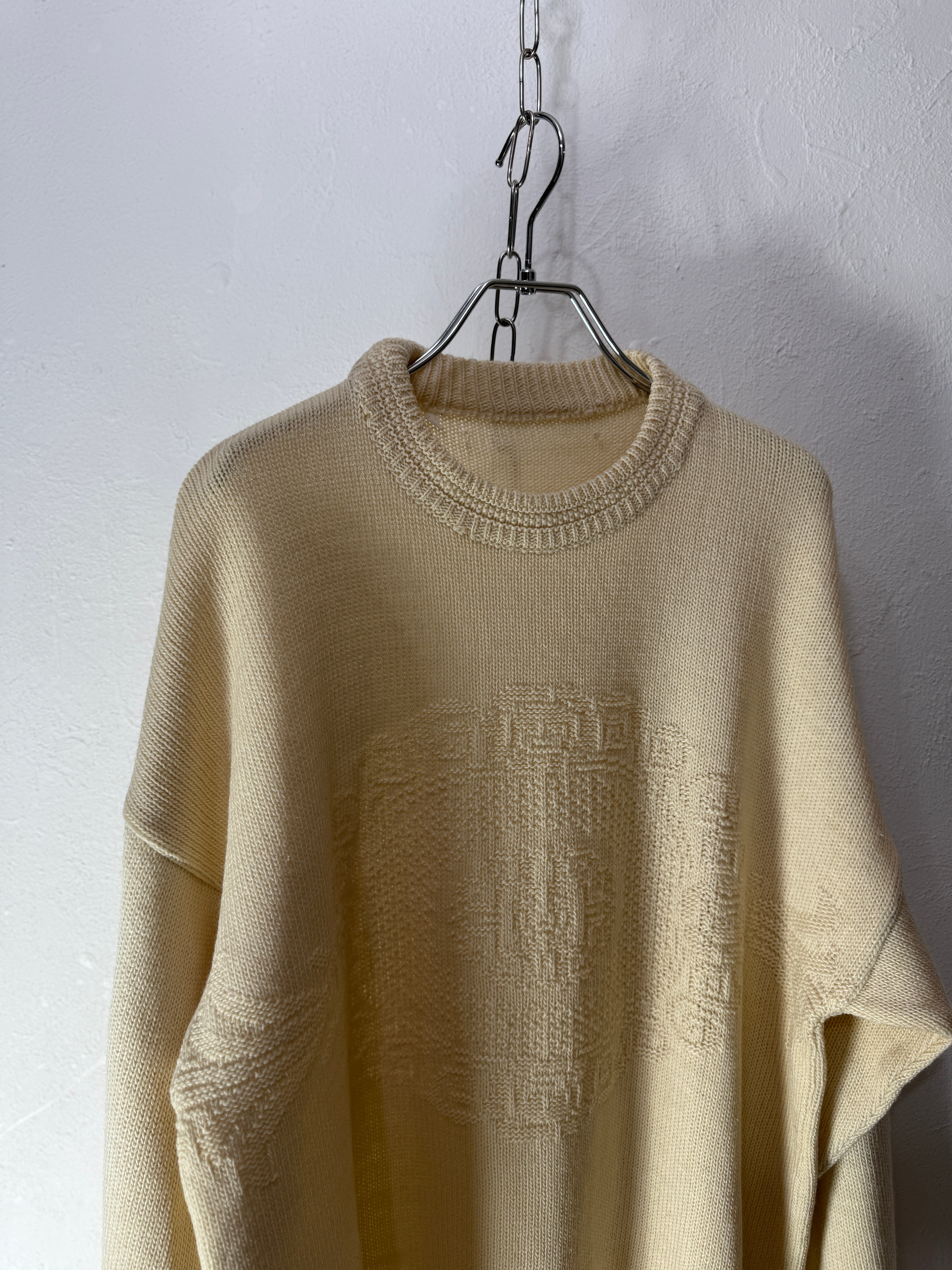 80's Italy Made 50% Wool Jacquard Knit Sweater