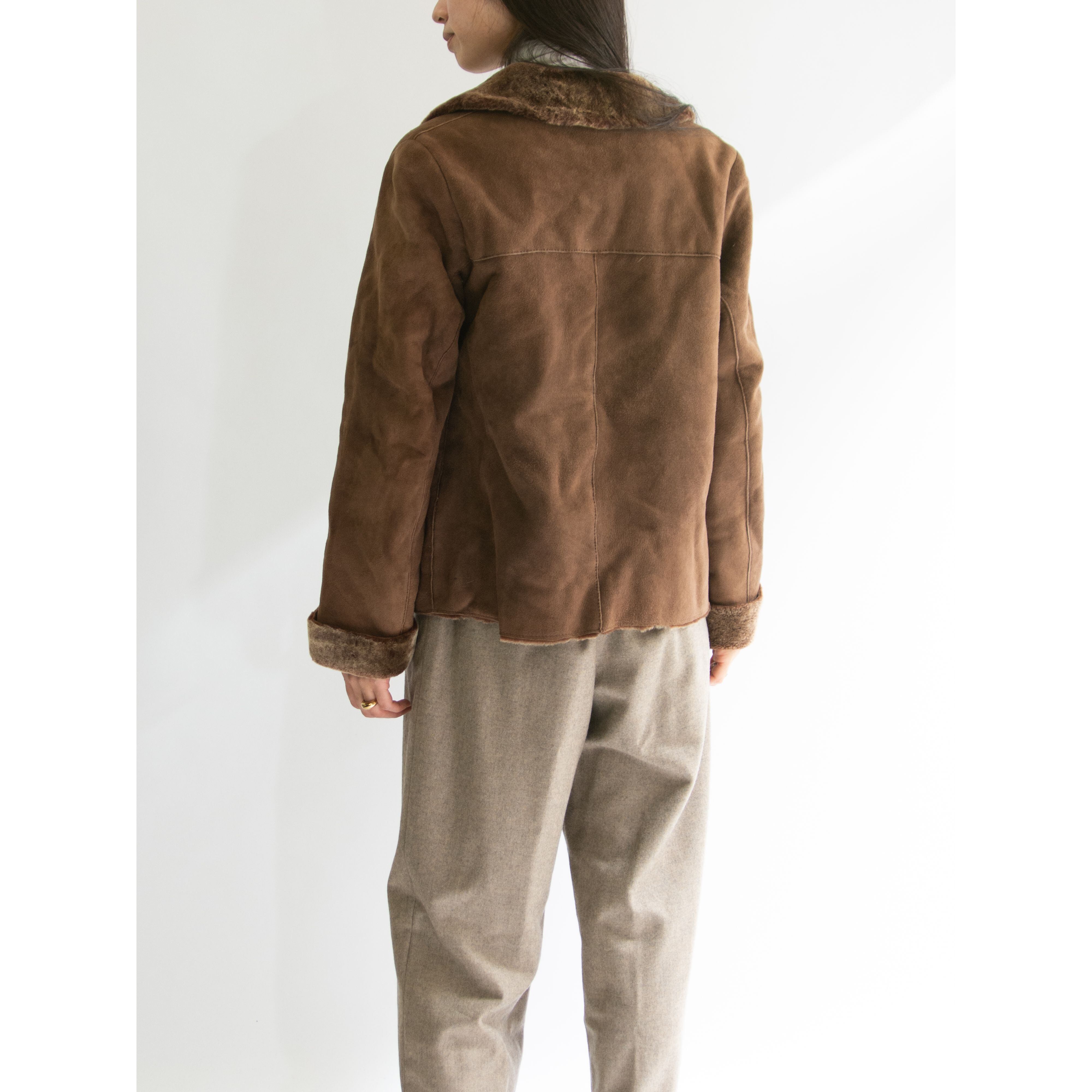 【BARNEYS NEWYORK】Made in U.K. Sheepskin Leather Jacket（バーニーズニューヨーク 英国製シープスキンレザージャケット ショートムートンコート）