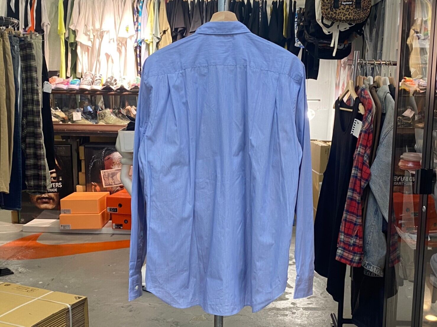 COMME des GARÇONS SHIRT チェック柄 ネクタイ フランス製 COMME des GARCONS HOMME PLUS 20AW TARTAN BLOCKED SHIRT BLUE