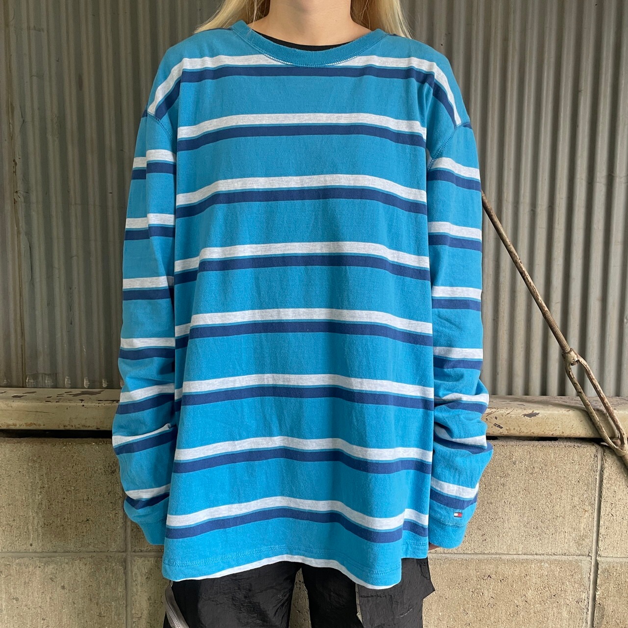 TOMMY HILFIGER トミーヒルフィガー マルチボーダー ロングTシャツ 