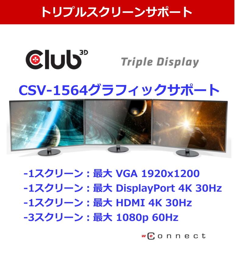 CSV-1564】Club3D USB 3.2 Gen1 Type C HDMI DisplayPort VGA トリプル ディスプレイ  100W ダイナミック チャージング ドッキングステーション BearHouse