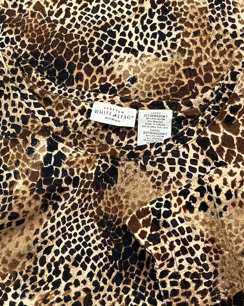 00s WHITE STAG "Giraffe Pattern" S/S Knit Tee