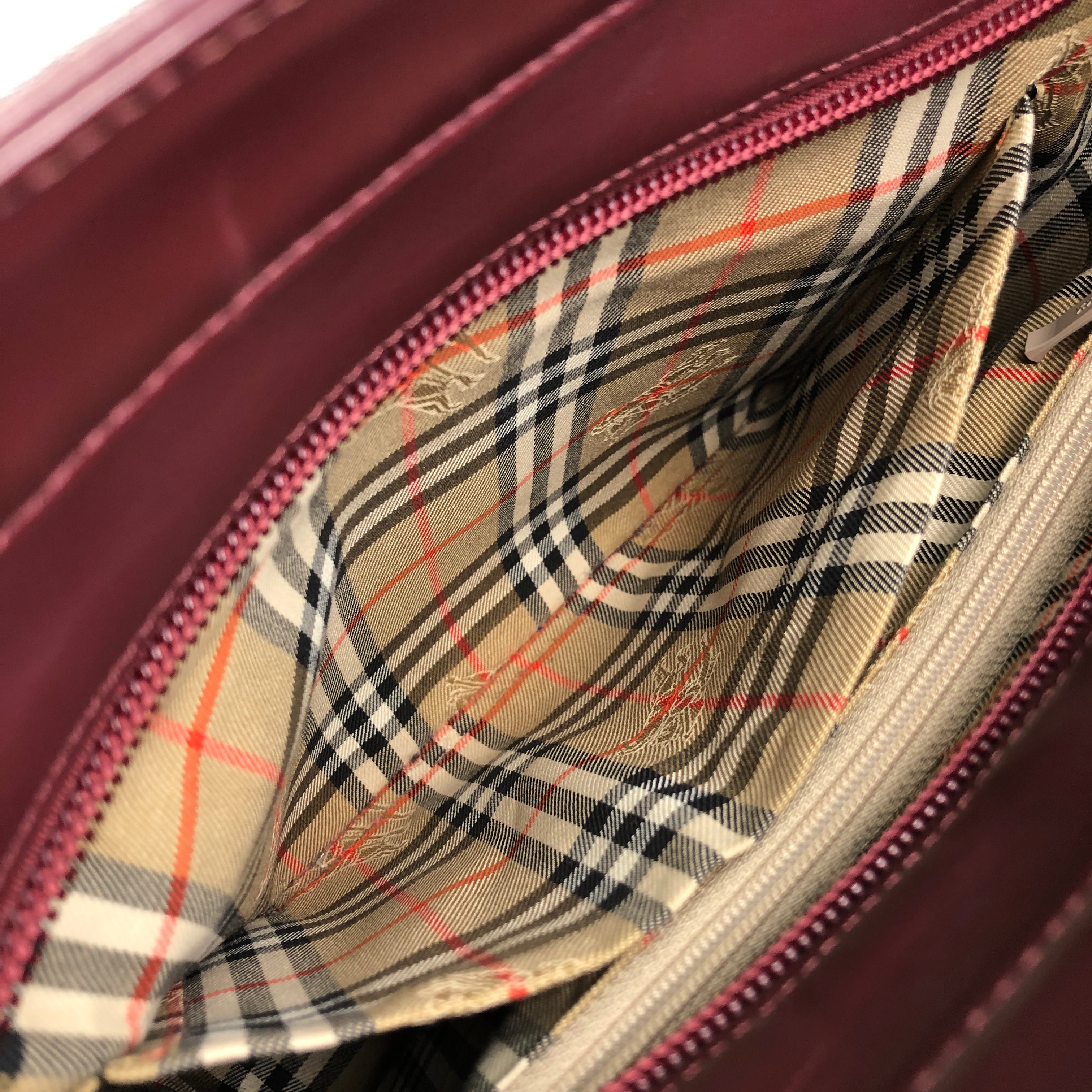 BURBERRY バーバリー チェック トートバッグ ボルドー レザー vintage