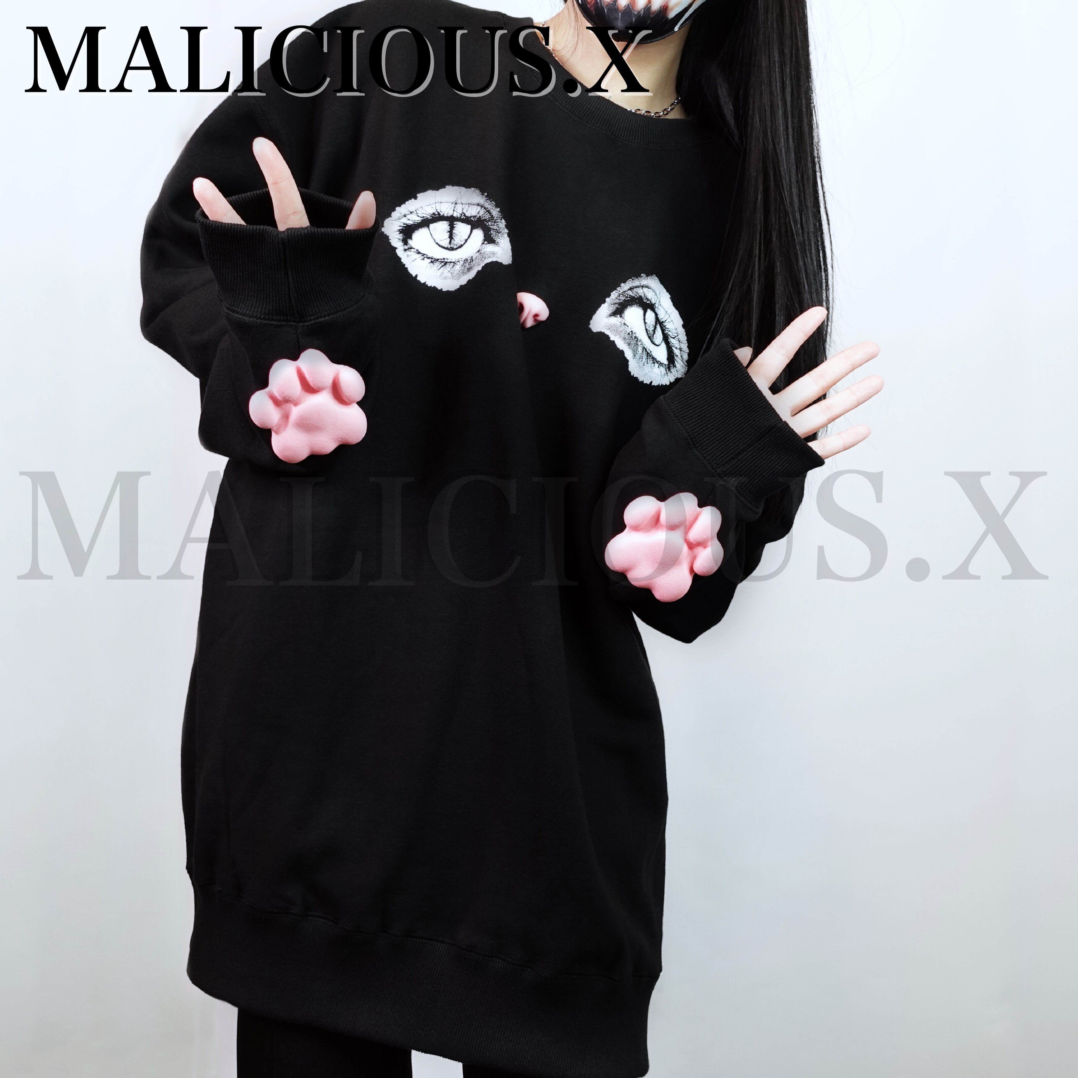 新品未使用MALICIOUS.X Cat sweatshirt/ Black