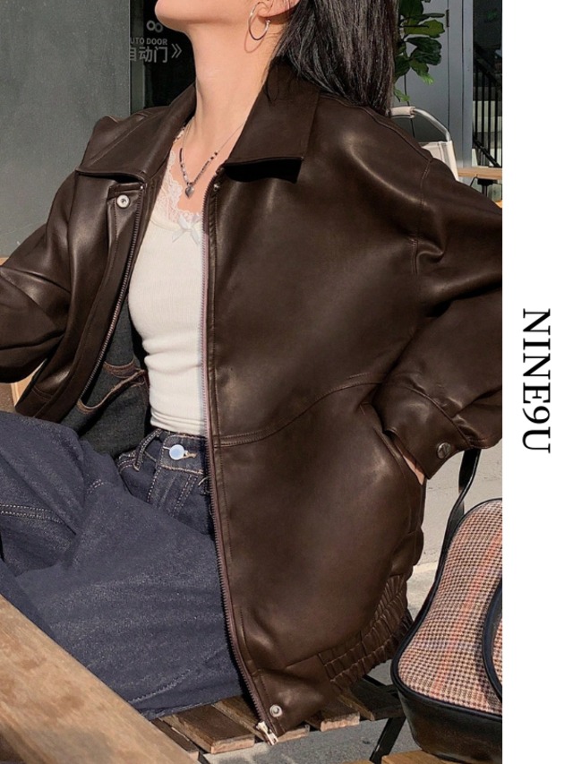smooth leather zip jacket【NINE-S0049】