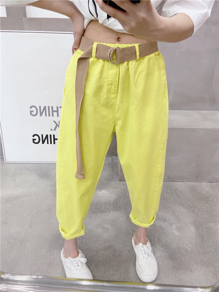 スプリングサマーストレッチウェストソリッド カラーパンツ カジュアル エラスティック 伸縮 大きめサイズ 春物 夏物 ソリッドカラー ヨーロピアン ミックスインファッション25108585919