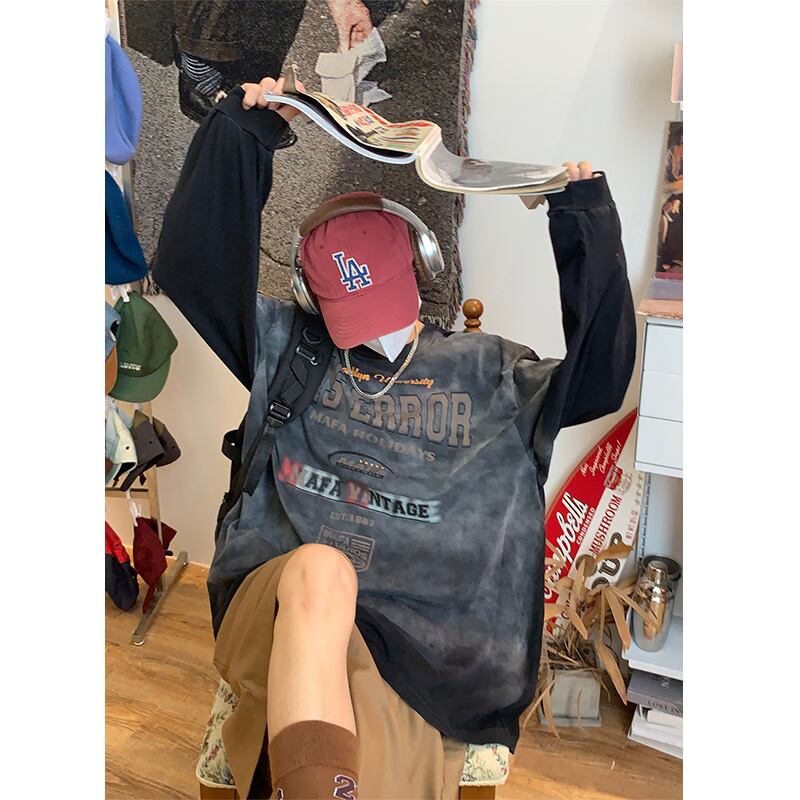 メンズ Tシャツ グラデーション 色落ち加工 ウォッシュ加工a0896 C2ウォッシュ加工グラデーション長袖Tシャツ | citron elegant