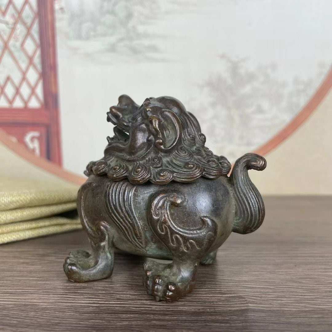 獅子 香炉 置物 オブジェ 狛犬 シーサー 優雅 伝統的 運 金運 健康運