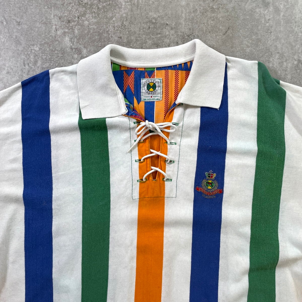 90年代 USA製 CROSS COLOURS クロスカラーズ マルチストライプ レース