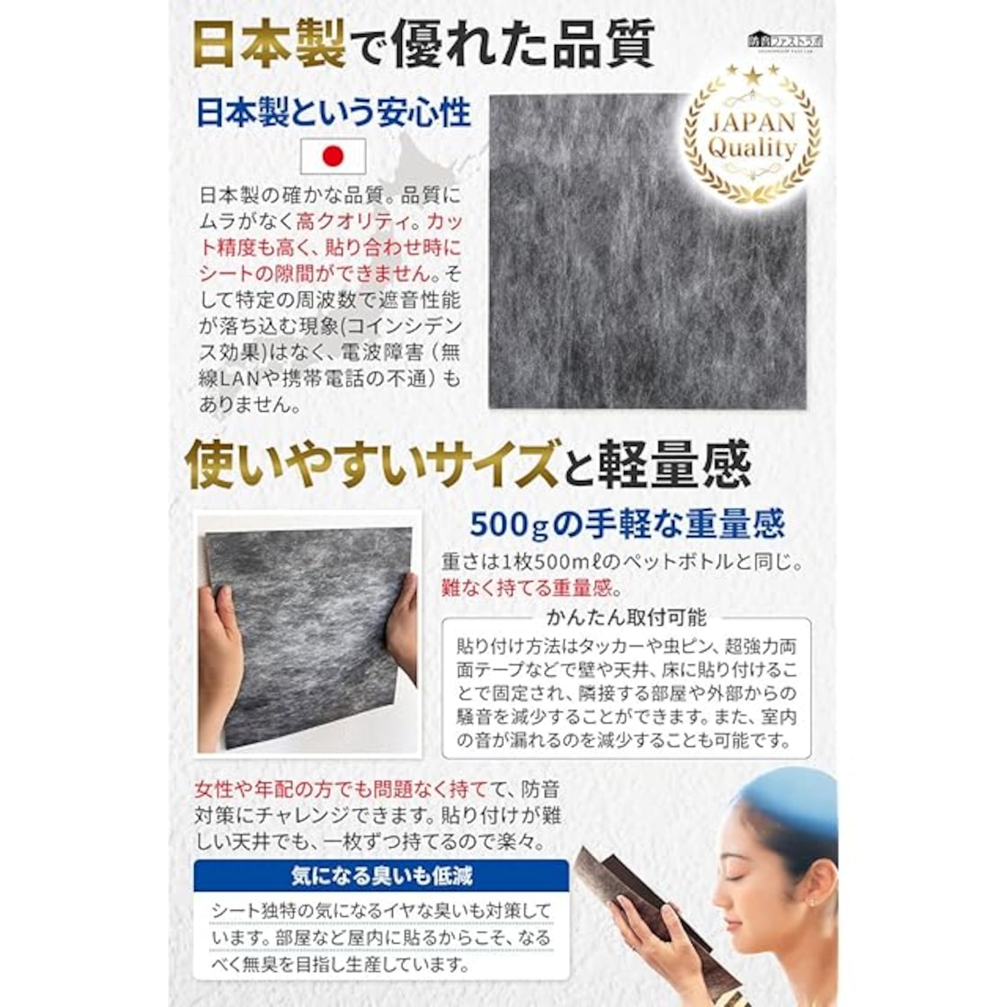 PRO版【正規品】防音ファストラボ® (音の遮断効果3倍！） 日本製 遮音 